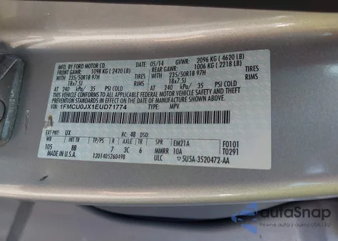 2014 Ford Escape Titanium из США, поврежденный, VIN 1FMCU0JX1EUD71774